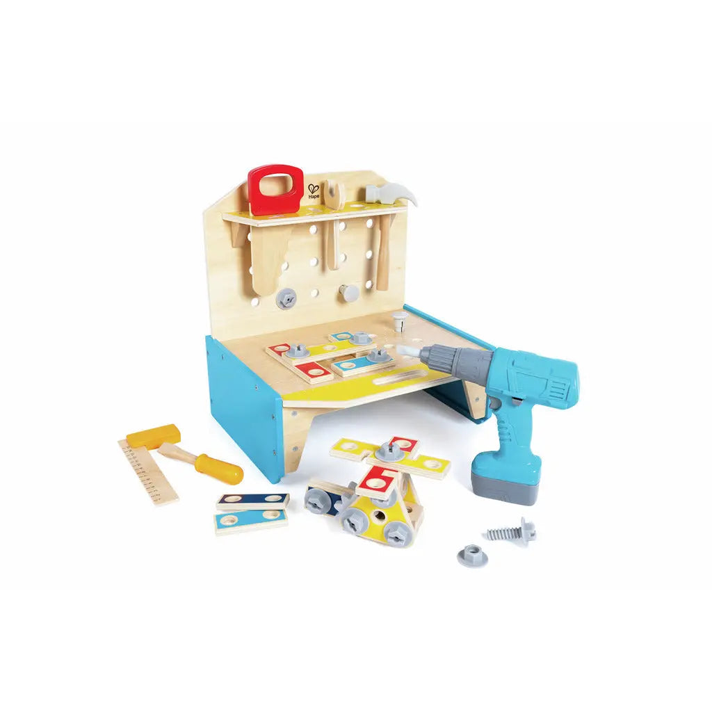 Fidtoy Wooden Workbench Tool Set Kids Construction Toy Kit