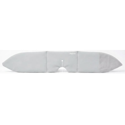 Gray wrap eye mask laid flat on a white background