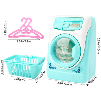 Toy Washing Machine Mini Electric Plastic Washing Machine w/ Realistic Sounds Lights Kids Cleaning Toys Birthday Christmas Gift for Kids