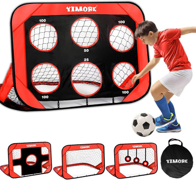 Portería de fútbol infantil portátil 3 en 1 para jugar en interiores y exteriores