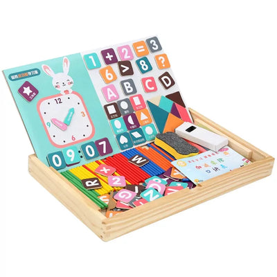 Fidtoy Magnetic Clock Pattern Double-Sided Wooden Activity Kit for Kids Math Counting Learning Box 100pcs Age 3+