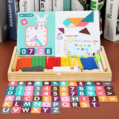 Fidtoy Magnetic Clock Pattern Double-Sided Wooden Activity Kit for Kids Math Counting Learning Box 100pcs Age 3+