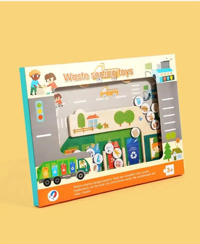 Fidtoy Magnetic Pickup Truck Board – Montessori Maze Toy for Preschoolers’ Fine Motor and Recycling Skills