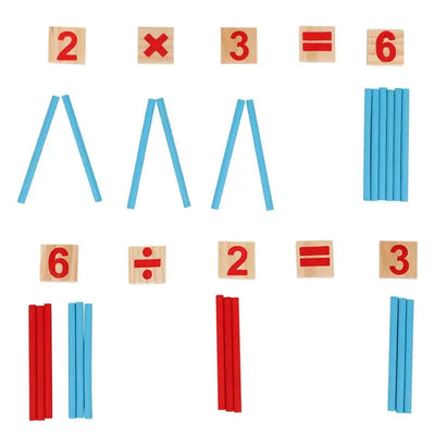 Fidtoy Montessori Caja de Palos Contadores de Madera – Juguete de Aprendizaje de Matemáticas Tempranas para Niños Pequeños