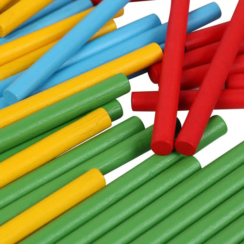 Fidtoy Montessori Caja de Palos Contadores de Madera – Juguete de Aprendizaje de Matemáticas Tempranas para Niños Pequeños