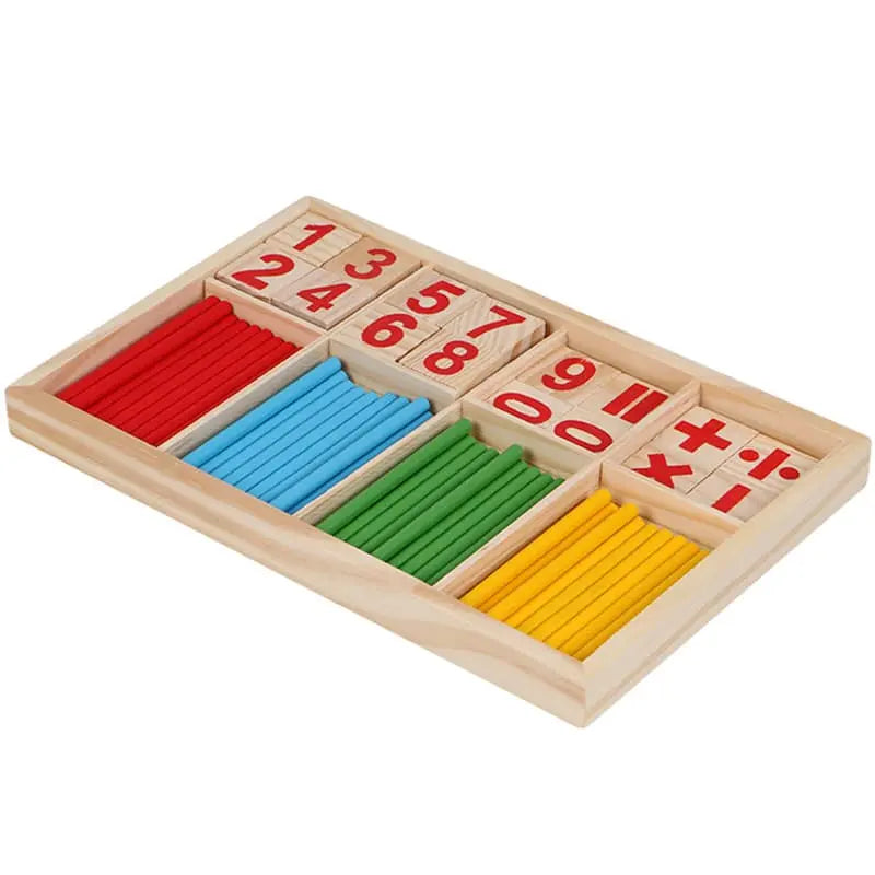 Fidtoy Montessori Caja de Palos Contadores de Madera – Juguete de Aprendizaje de Matemáticas Tempranas para Niños Pequeños
