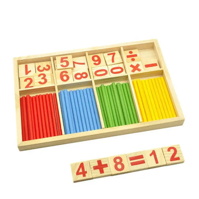Fidtoy Montessori Caja de Palos Contadores de Madera – Juguete de Aprendizaje de Matemáticas Tempranas para Niños Pequeños