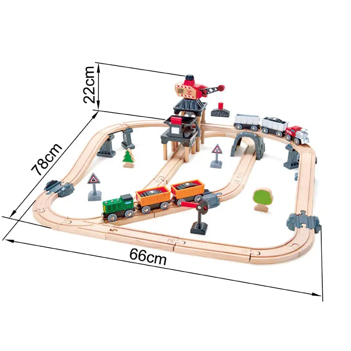 Fidtoy Wooden Crane Train Set Railway Cargo Toy for Kids