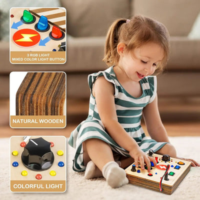 Montessori Busy Board - Interactive Wooden Sensory Toy for Toddlers