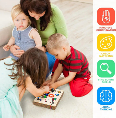 Montessori Busy Board - Interactive Wooden Sensory Toy for Toddlers