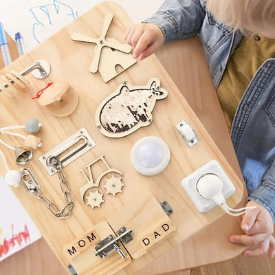 Fidtoy Tableau d'activités Montessori en bois pour tout-petits – Tableau d'apprentissage pour la motricité fine