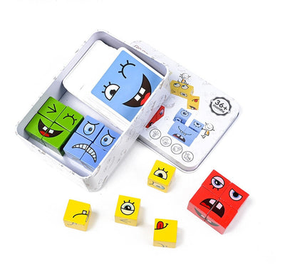 Fidtoy Wooden Facial Expression Matching Game – Educational Memory & Logic Puzzle Toy for Kids Ages 3+