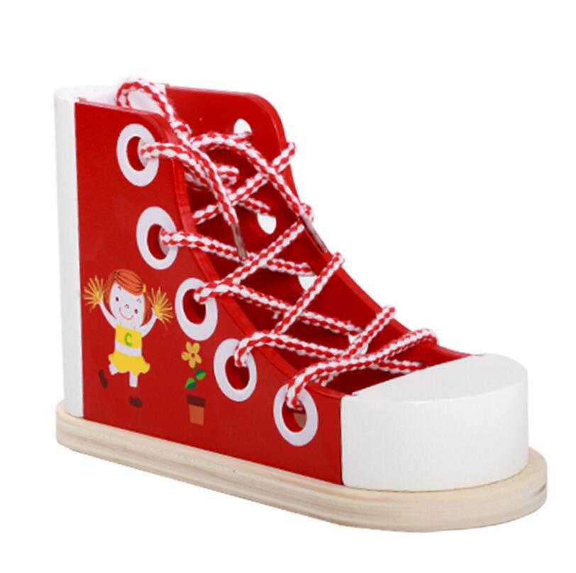Fidtoy Wooden Lacing Shoe Toy for Kids