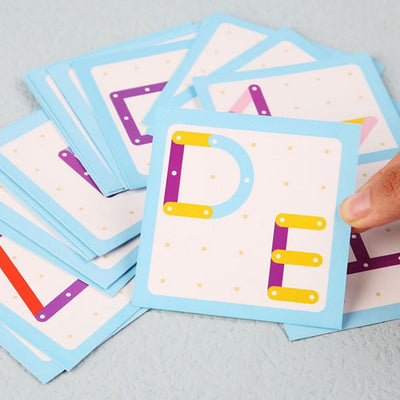 Fidtoy Montessori Nail Board Jigsaw Wooden Puzzle Blocks for Kids Alphabet Number Shape Learning Toy