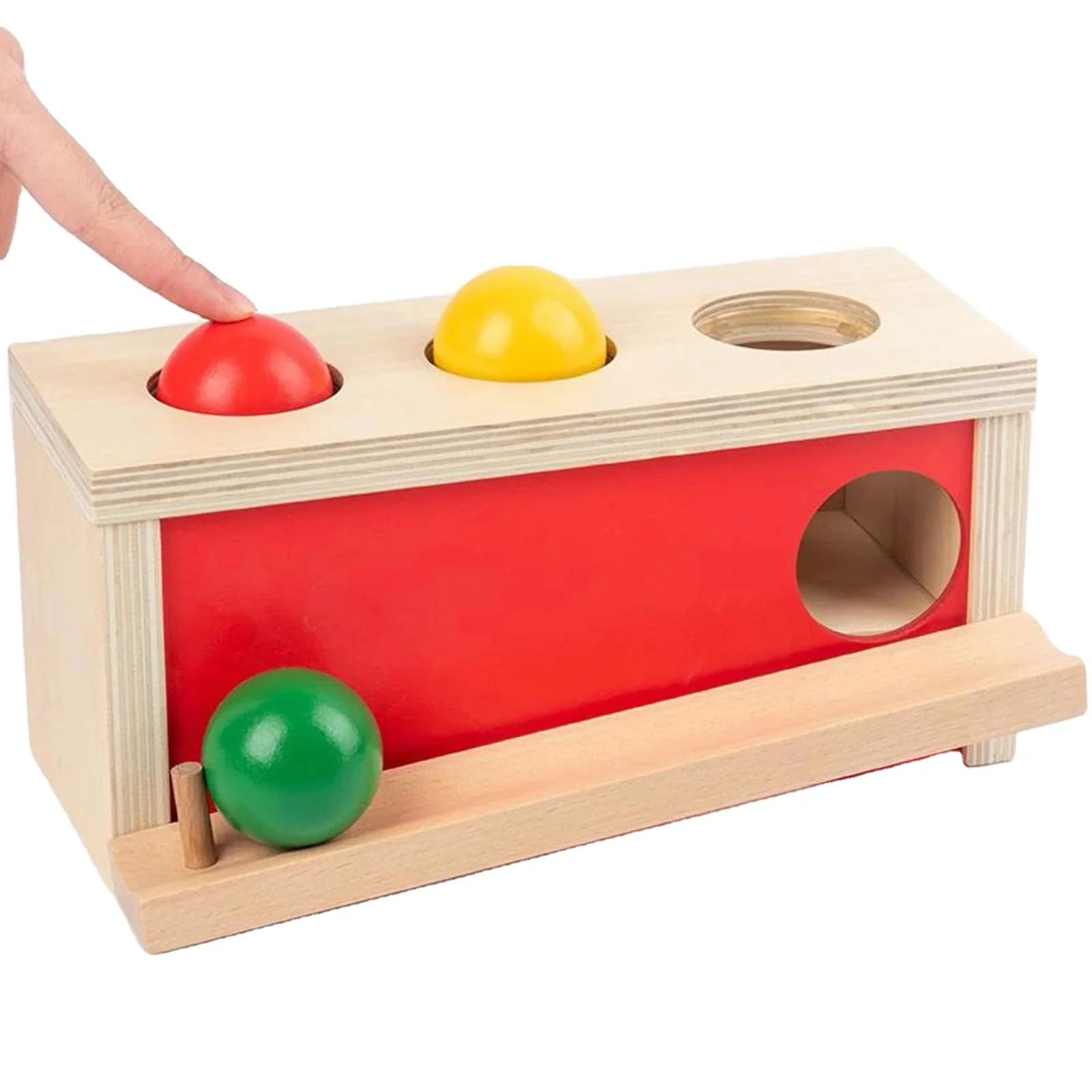 Boîte de permanence d'objet Montessori - Jouet en bois à pousser et faire glisser pour bébés et tout-petits