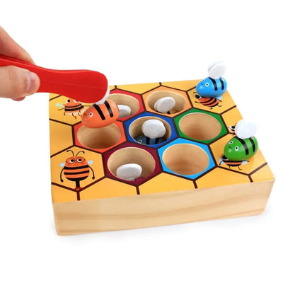 Fidtoy Montessori Bee Sorting Toy for Toddlers – Wooden Hive Game for Fine Motor Skills and Early Learning
