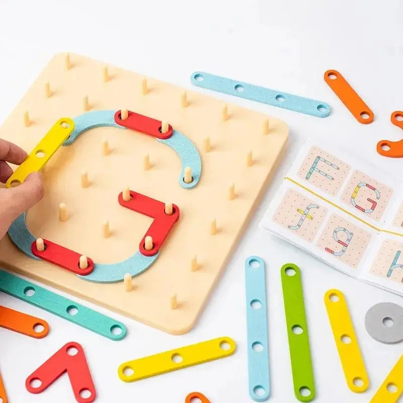 Fidtoy Montessori Creative Wooden Block Building Set for Kids – Rainbow Stacking & Pattern Play