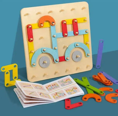 Fidtoy Montessori Creative Wooden Block Building Set for Kids – Rainbow Stacking & Pattern Play