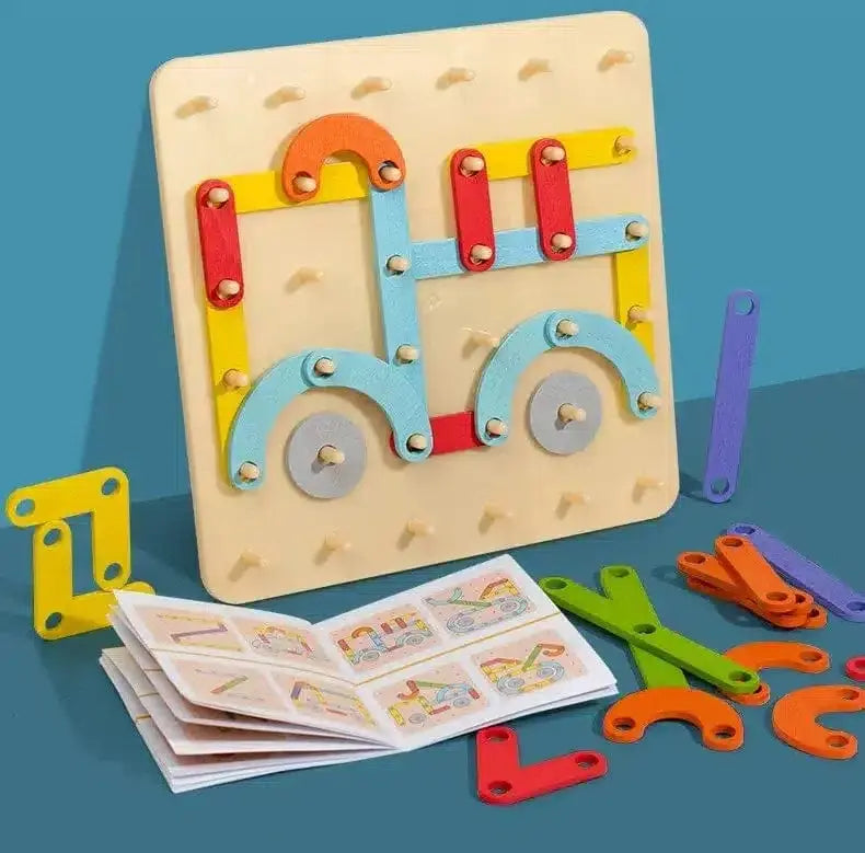 Fidtoy Montessori Creative Wooden Block Building Set for Kids – Rainbow Stacking & Pattern Play