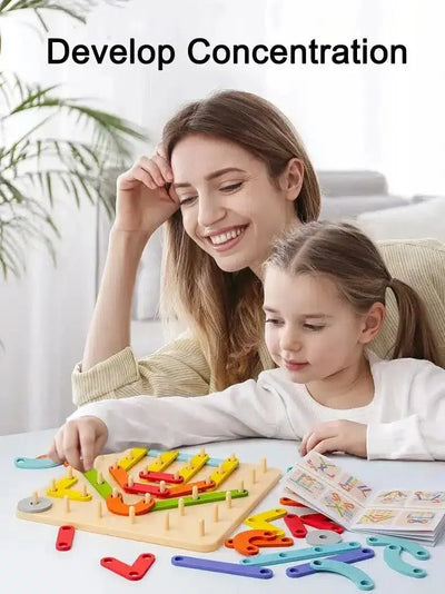 Fidtoy Montessori Creative Wooden Block Building Set for Kids – Rainbow Stacking & Pattern Play