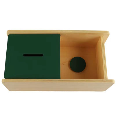 Montessori Imbucare Box with Flip Lid and Coin Slot - Toddler Material for Object Permanence and Fine Motor Skills