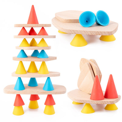 Jeu d'équilibre de construction cônes et assiettes 44 pièces