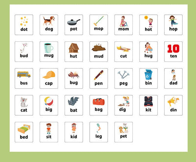Juego de Aprendizaje de Ortografía Fonética CVC Gira y Lee: Emparejamiento Cognitivo de Palabras