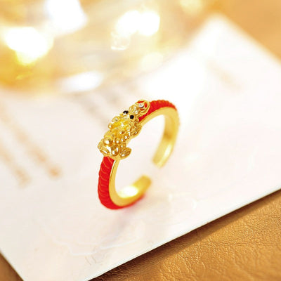Buddha Stones Copper Pi Xiu Chinese Coin Wealth Braided Adjustable Open Ring - image 2