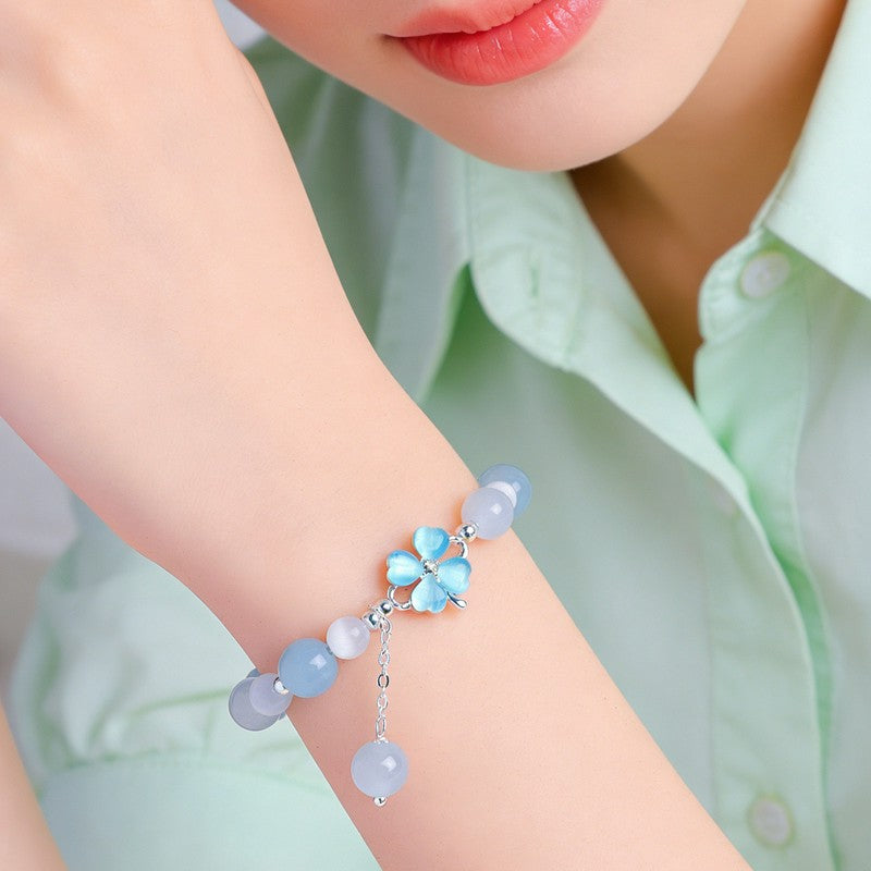 FREE Today: Serenity and Intuition Prehnite Rose Quartz Blue Chalcedony Lucky Clover Bracelet - image 9