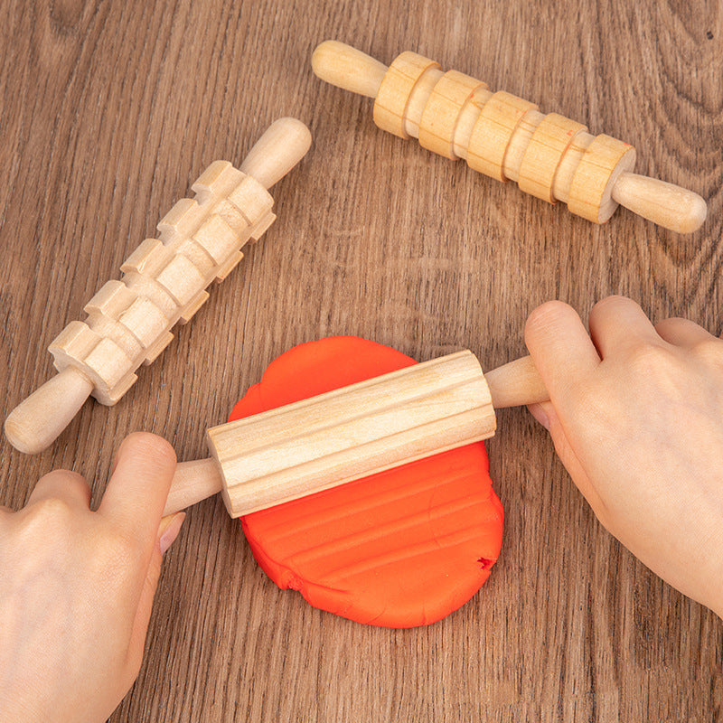 Wooden Sensory Playdough Roller Pin Set Tool Kit 12 pieces