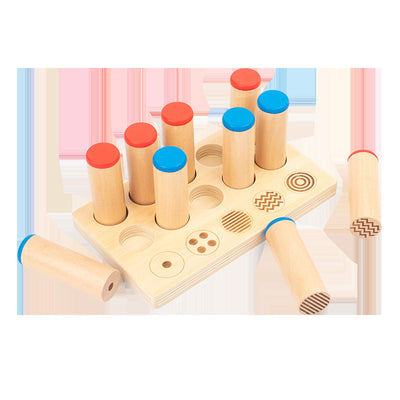 Montessori Sound Cylinder Boxes Sensory Sorting Matching Board with Pattern Sorter Memory Colour