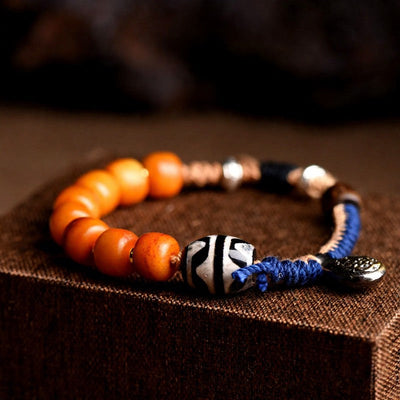 Buddha Stones Tibetan Brass Accent Yellow Agate Dzi Bead Wealth Bracelet - image 3