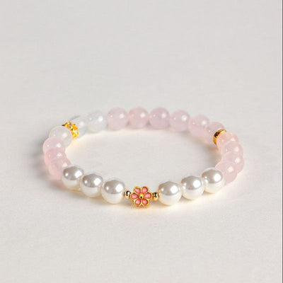 Buddha Stones Rose Quartz Clear Quartz Sweet Blossom Harmony Bracelet - image 4