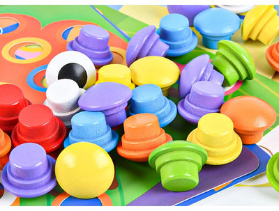 Jumbo Mosaic Beads Pegs Clip Board Wooden Activity Box