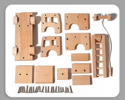 Kids Real Tools Set DIY Build a Wooden Basic Fire Truck Set
