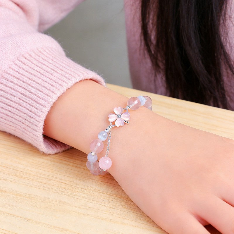 FREE Today: Serenity and Intuition Prehnite Rose Quartz Blue Chalcedony Lucky Clover Bracelet - image 13
