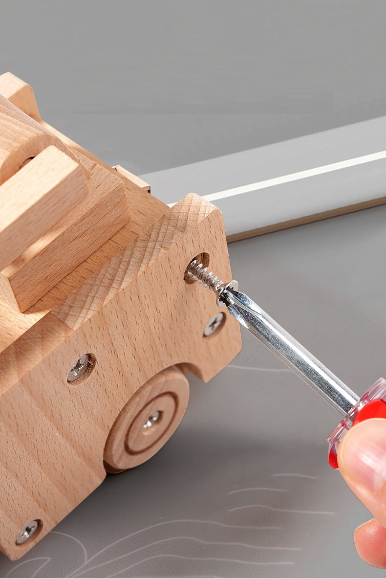 Kit de construction de camion de pompiers en bois pour enfants avec outils réels