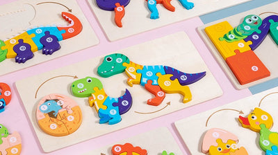 Rompecabezas de progresión del ciclo de vida Mariposa O Rompecabezas de dinosaurio