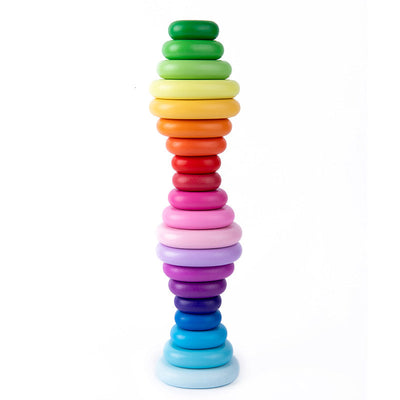 Rainbow Wooden Stacking Pebbles Balancing Stones Toy 20pc