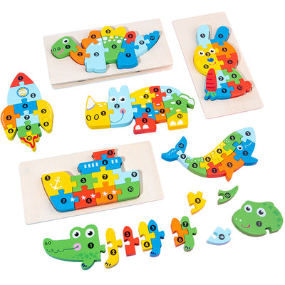 Montessori Puzzles 4 Pack - Eco-Friendly Wooden Puzzles Set#9