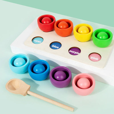 Planche de tri des couleurs Montessori avec balle et tasses