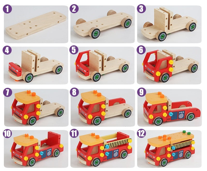 Wooden Construction Truck 60+ piece Tool Set Hammer Pounding Nail Toy