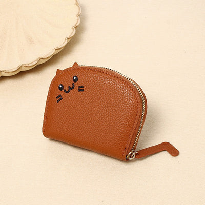 Buddha Stones PU Leather Cat Ear Embroidery Compact Purse - Sienna - Approx. 10 cm × 2.5 cm × 9 cm / 3.94 in × 0.98 in × 3.54 in - image 13