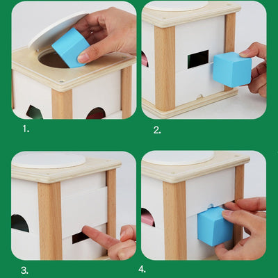 Boîte de tri de formes Montessori en bois avec plaques coulissantes