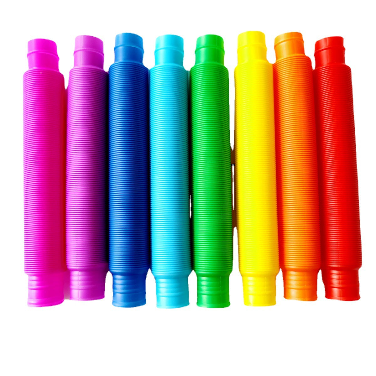 Rainbow Translucent Pouring Funnel Kids Messy Play Tool Set of 6 Sensory and 8 Pcs Large Fidget Pop Tubes (20cm to 68cm)  Rainbow Pouring Funnel Stretchy Pipes Kids Messy Play Tools