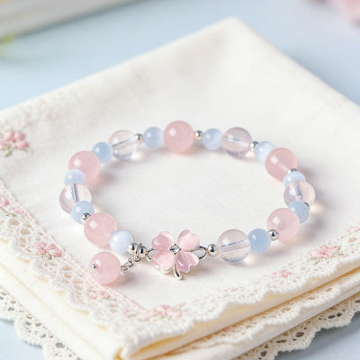 FREE Today: Serenity and Intuition Prehnite Rose Quartz Blue Chalcedony Lucky Clover Bracelet - image 12