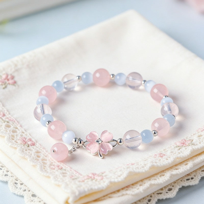FREE Today: Serenity and Intuition Prehnite Rose Quartz Blue Chalcedony Lucky Clover Bracelet - image 12