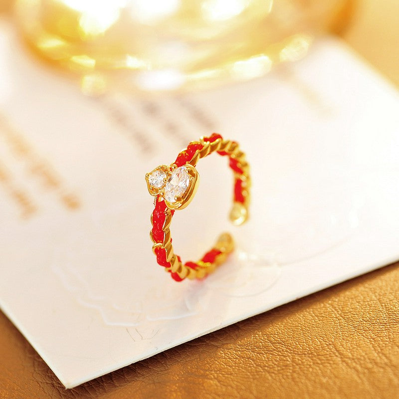 FREE Today: Blessing and Luck Red String Copper Alloy Gourd Open Band Ring - image 2