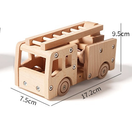 Kit de construction de camion de pompiers en bois pour enfants avec outils réels