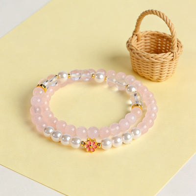 Buddha Stones Rose Quartz Clear Quartz Sweet Blossom Harmony Bracelet - image 12